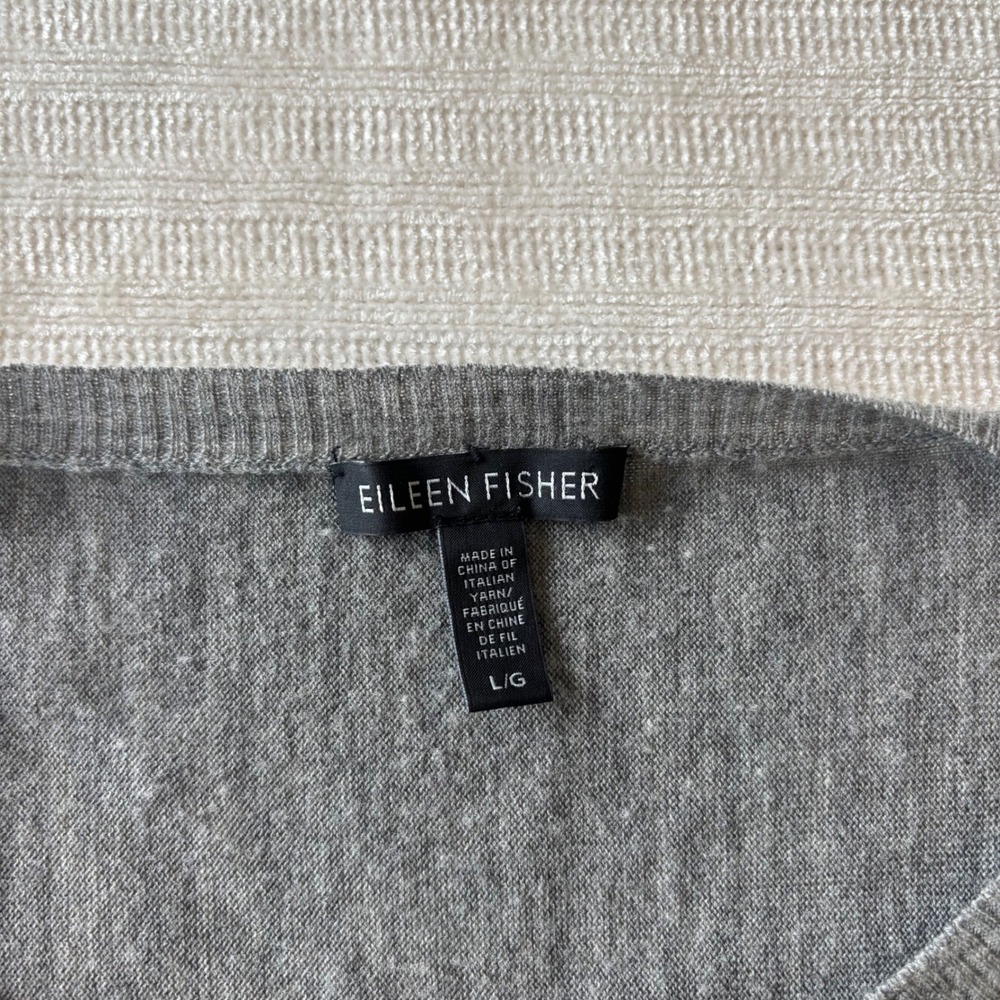 Eileen Fisher Grey 100% Merino Wool Boxy Oversized Sweater Large F5MU - Picture 4 of 9